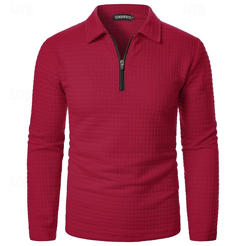 Férfi Gofris pólóingek Quarter Zip Polo Napi Szabadság Negyed irányítószám Hosszú ujj Divat Modern Sima Tavasz Ősz Normál Fekete Fehér Bor Sötétkék Khakizöld Katonai zöld Gofris pólóingek 2025 - $16.49 –P11