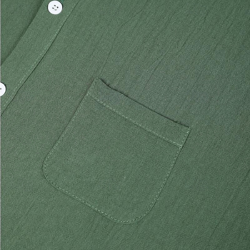 Per uomo Camicia camicia di lino Camicia estiva Camicia da spiaggia Tinta unica Esterno Da mare Nero Verde Cachi Grigio Manica lunga Collo ripiegabile Primavera & Autunno Abbigliamento Bottone giù del 2025 a $7.39 –P10