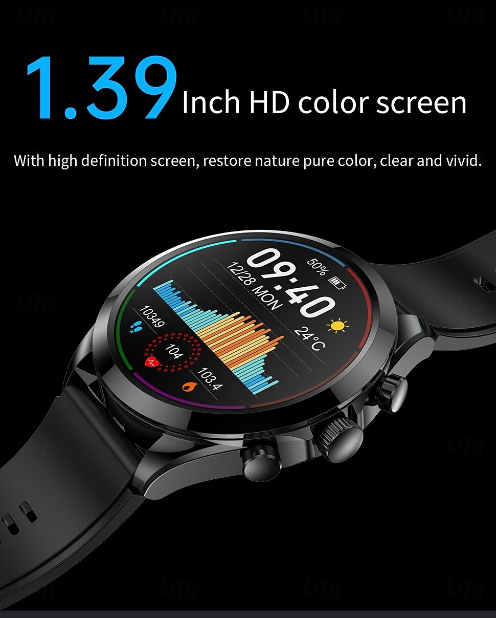 2025年 iMosi ET440 スマートウォッチ 1.39 インチ スマート·ウォッチ ブルートゥース ECG + PPG 温度監視 歩数計 と互換性があります Android iOS 女性 男性 ハンドフリーコール 防水 メディアコントロール IP 67 46mmの時計ケース  コレクション – $73.99 –P2