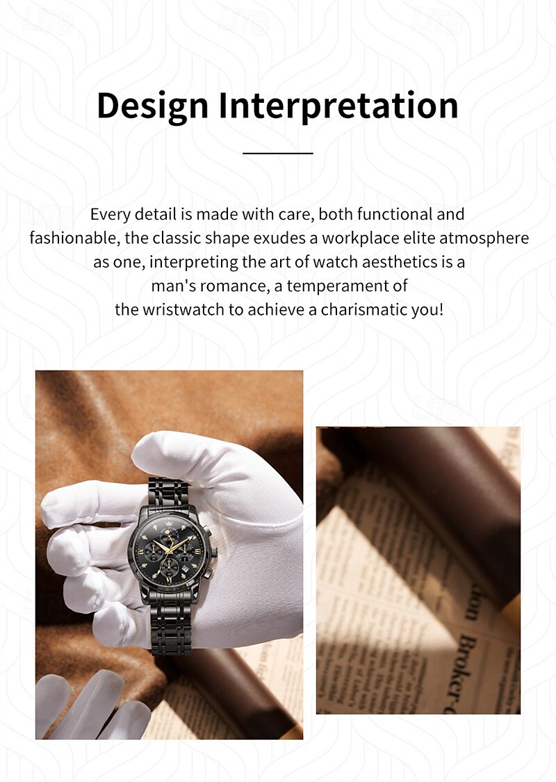New Olevs Brand Stainless Steel Band Men'S Business Watch Calendar Luminous Chronograph Multifunction Simple Leisure Quartz Watch Fashion Waterproof Sports Men'S Wristwatch 2025 - $35.99 –P6