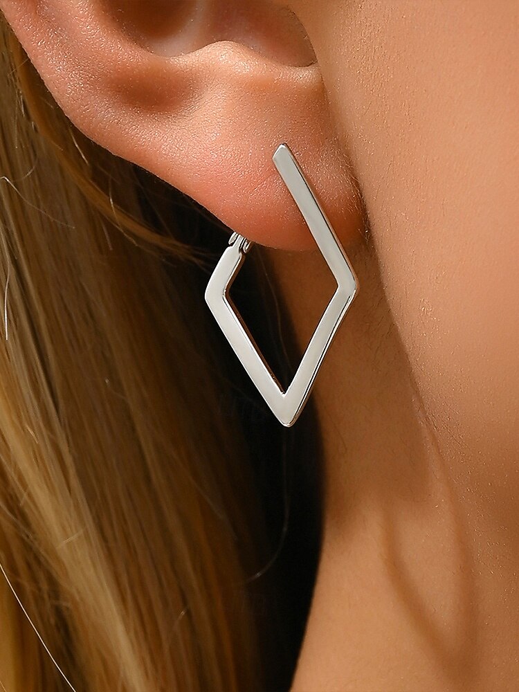 orecchini a cerchio in oro geometrici minimalisti a forma di diamante: gioielli eleganti per le donne, perfetti per l'uso quotidiano e per le occasioni speciali del 2025 a $9.99 –P3