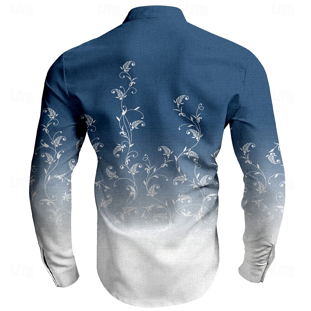 Men's Floral Casual Shirt Button Up Shirt Long Sleeve Casual Resort Vacation Casual Spring Fall Standing Collar Button Up Pink Blue Green 2025 - $24.99 –P2