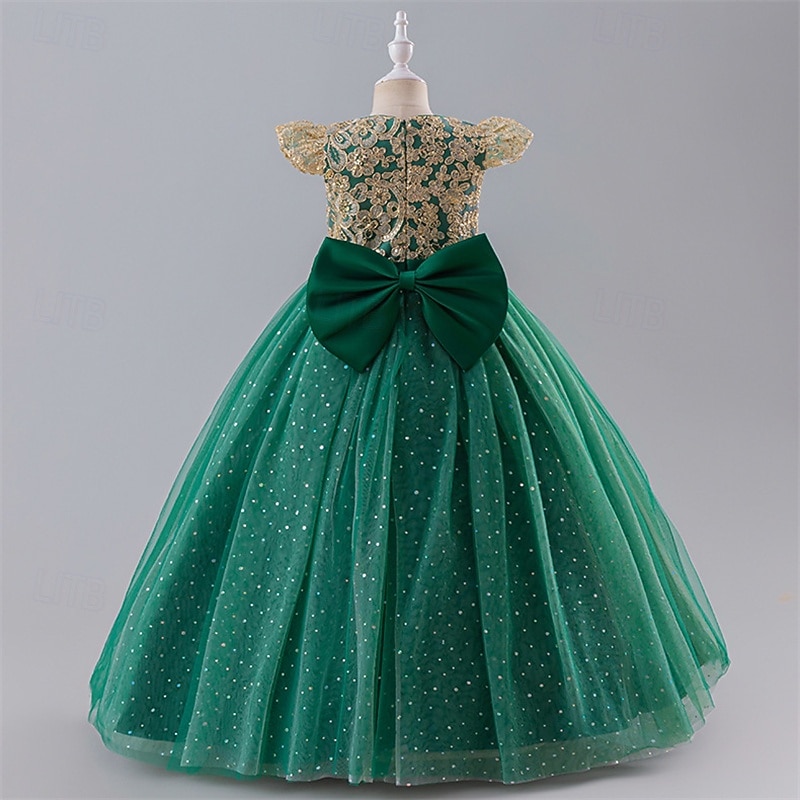 kinderkleidung Mädchen Blumenmädchen Kleid Party Kleid Farbblock Ärmellos Leistung Hochzeit Party Krawattenknoten Schön Süß Polyester Maxi abendkleider Schaukelkleid A Linie Kleid Sommer 4 Jahre + 2025 - $47.99 –P19