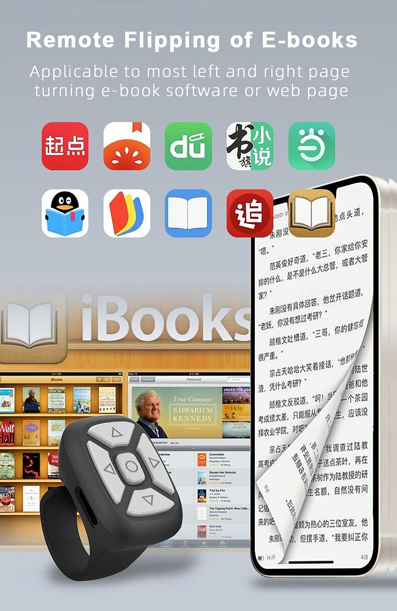 Smart Finger Ring Remote Control Novel Page Turning Shoot Mobile Phone10m Long Wireless Selfie Distance Ring Remote Controller 2025 - $18.99 –P9