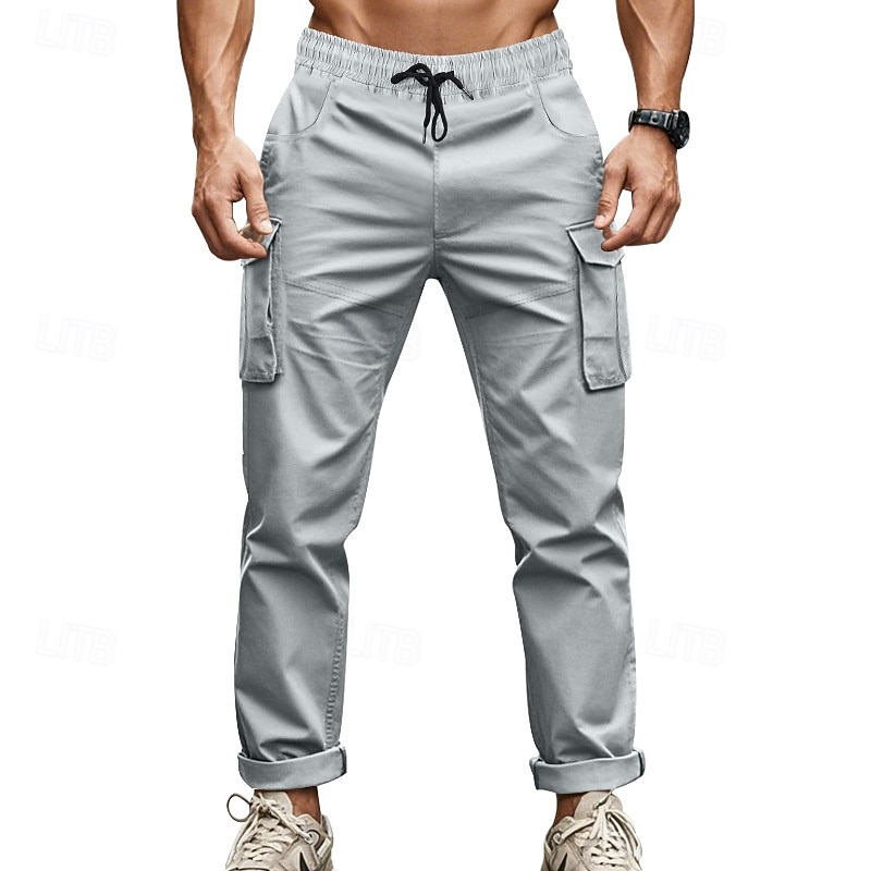 Men's Joggers Trousers Cargo Sweatpants Pocket Drawstring Elastic Waist Plain Comfort Sports Outdoor Daily Fashion Casual ArmyGreen Black Micro-elastic 2026 - $26.99 –P17
