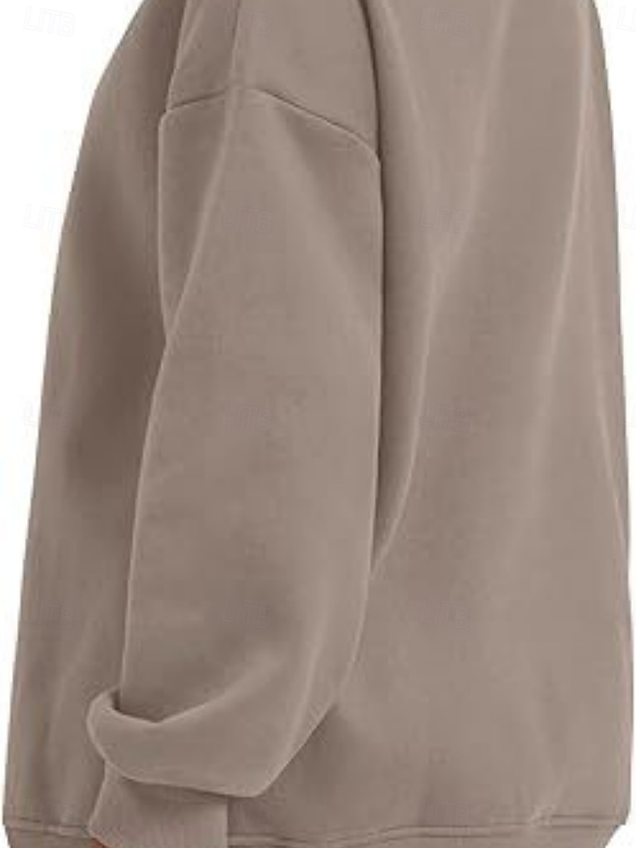 női pulóver alkalmi sima utcai mindennapi ruha legénységi nyakú zseb hosszú ujjú fekete rózsaszín khaki ősz tél 2025 - $29.99 –P4