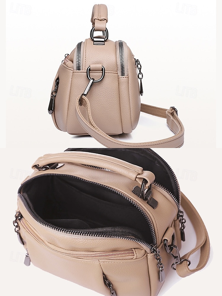 sac à bandoulière en similicuir pour femme, petit sac à main décontracté avec plusieurs compartiments zippés, sac à bandoulière quotidien élégant pour les voyages et le shopping couleur vin noir blanc de 2026 ? $26.99 –P4