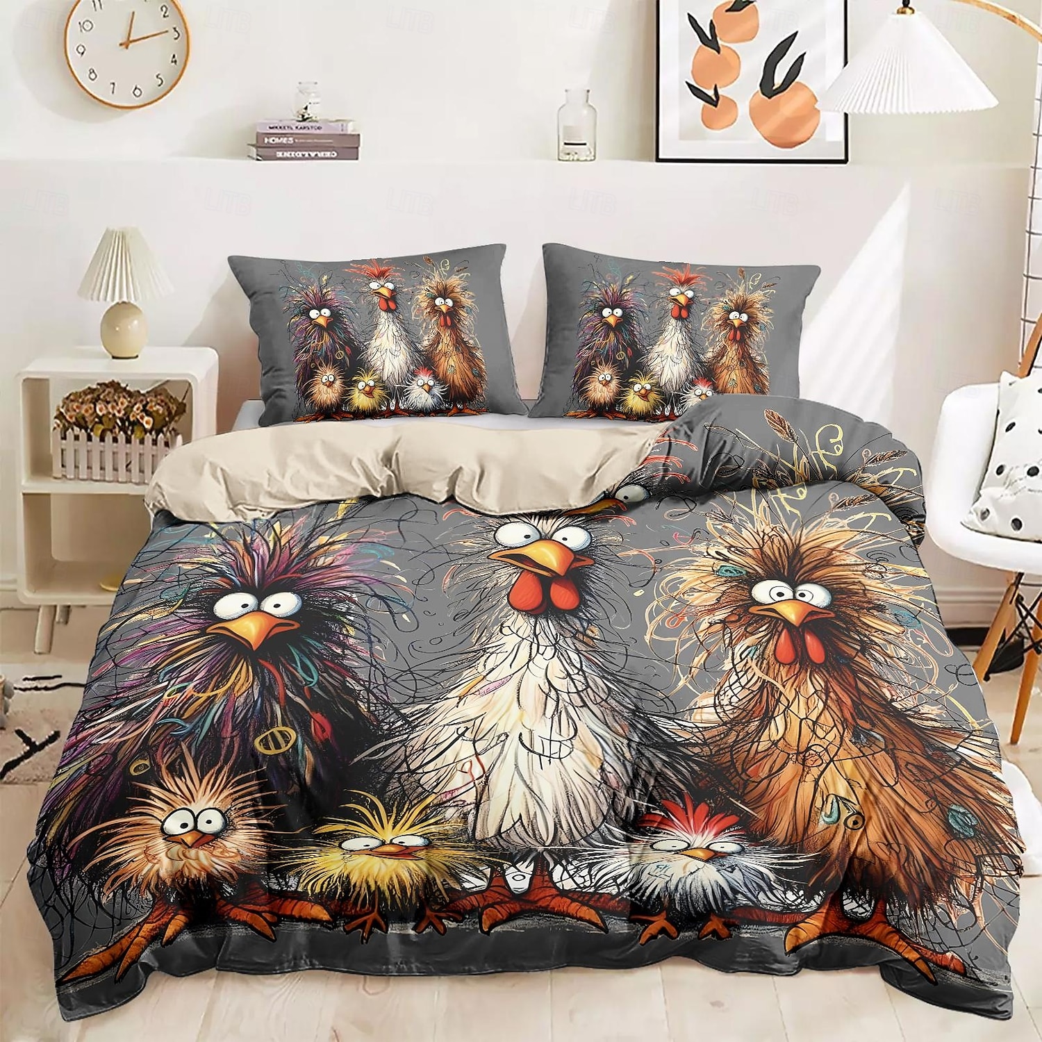 Rooster Funny Duvet Cover Set 100% Cotton Soft and Comfortable Bedding Set with Fun Rooster Print Cozy and Stylish Perfect for Bedroom Decor Easy Care and Machine Washable 2025 - $60.99 –P9