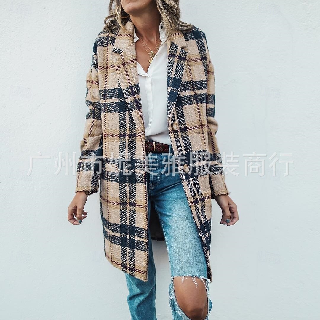 Mulheres Casaco de inverno Casaco A Prova de Vento Manter Quente Bolsos Casual Estilo de rua Xadrez Férias Trabalho Rua Roupa Diária Não Trespassado Aberto para a Lateral Ajuste Largo Manga Longa de 2025 por $43.99 –P7