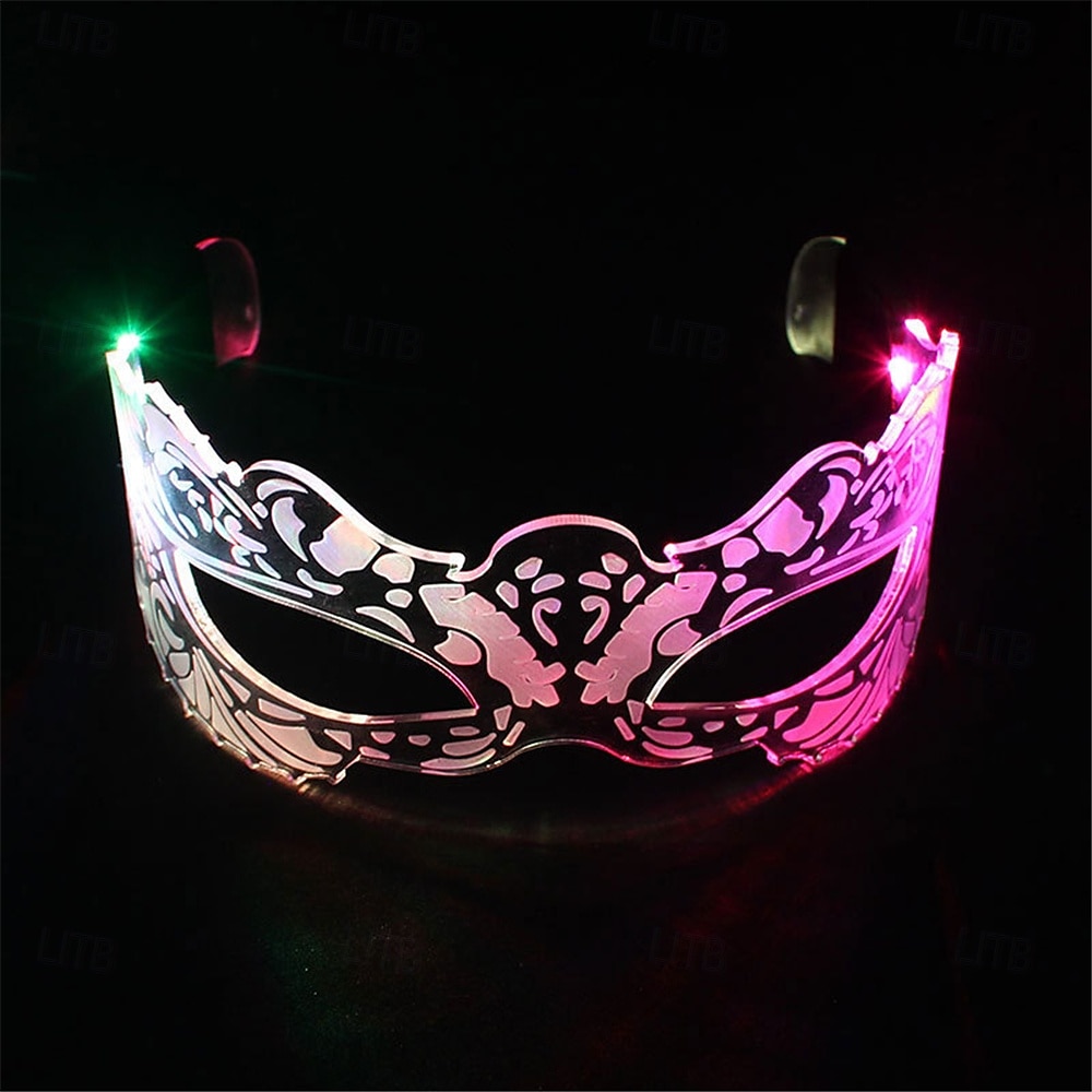 LED-Brillenmaske aus Acryl – beleuchtete Schmetterlingsbrille für festliche Partys, KTV-Bar-Brille mit bunten Farbwechseln, batteriebetrieben mit Knopf – 1 Stück 2025 - $17.99 –P6