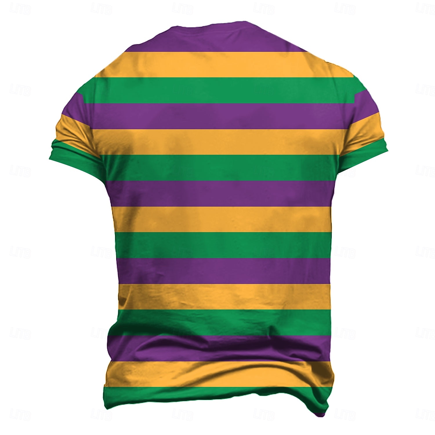 Camiseta Masculina Listrada de Mardi Gras - Roxo Verde Ouro de 2026 por $19.49 –P2