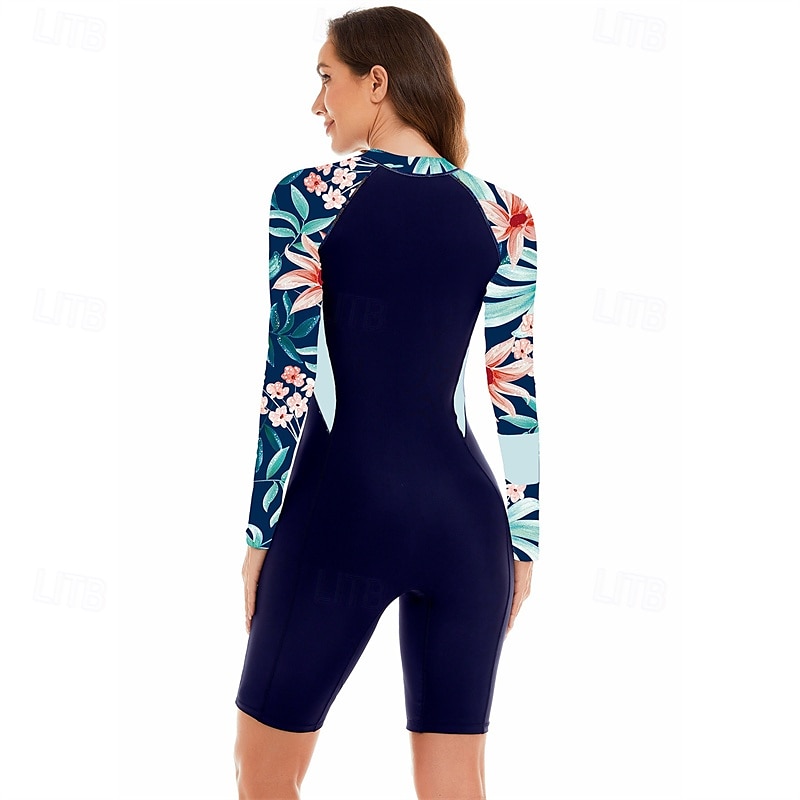 Femme Maillot Anti UV Maillot de bain 1 pièce Protection solaire UV UPF50+ Poids Léger manche longue Spandex Le Maillot de corps Maillot de bain Zip sur le devant Natation Surf Plage Sports nautiques de 2025 ? $36.99 –P5