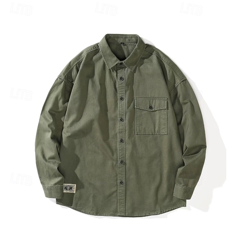Hombre Camisa Camisas de trabajo Abotonar la camisa Camisa cargo Negro Verde Trébol Manga Larga Plano Diseño Vacaciones Festivos Bolsillo Ropa Moda Casual Cómodo 2026 - $31.99 –P4