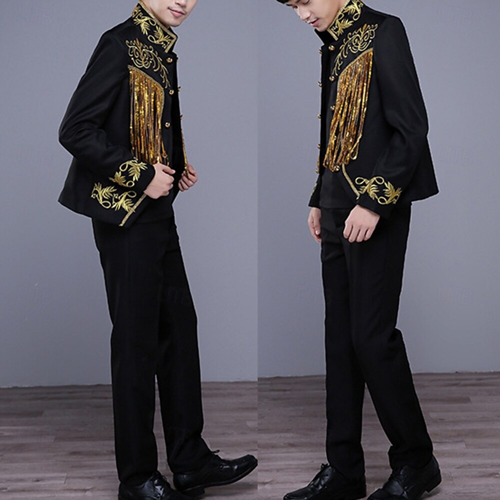 Retro Vintage 1980s Pants Outfits Suits & Blazers Prince Aristocrat Sequins Jacquard Fancy Dress Men's Halloween Carnival Masquerade Party Performance Pride Parade Adults' Coat Pants 2026 - $69.99 –P4