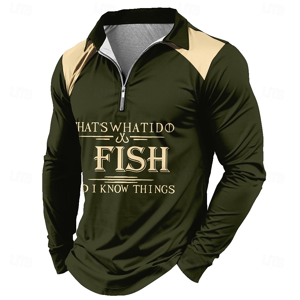 Herren Viertel-Reißverschluss Langarm Angler Grafikoberteil - DAS IST WAS ICH MACHE  FISCH ICH WEISS DINGE 2026 - $25.99 –P2