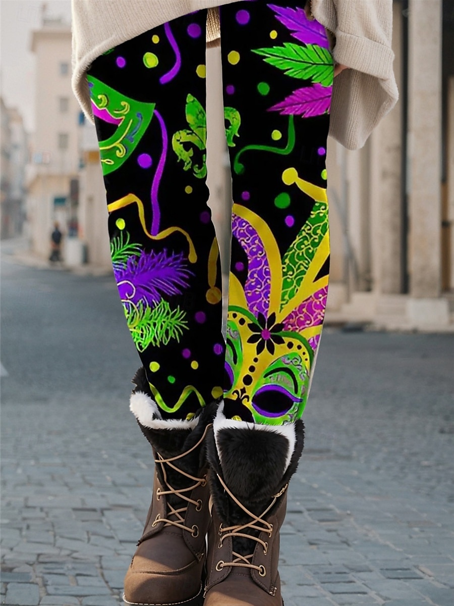 Pantalones Leggings de Mujer Moda Streetwear de Largo Completo Cintura Alta Estampado Gráfico Térmico Cálido Transpirable Suave Microelástico al Aire Libre Diario Verde Otoño Invierno Ajuste Regular 2025 - $19.99 –P3