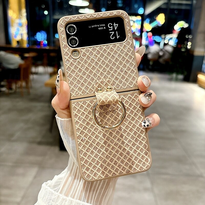 טלפון מגן עבור סמסונג גלקסי Z Flip 6 Z Flip 5 Z Flip 4 כיסוי אחורי אבזם טבעת עמיד בזעזועים רטרו PC 2025 - $19.99 –P12