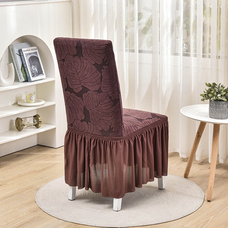 stolsöverdrag med kjolfåll elegant och snygg design mjukt och slitstarkt tyg perfekt för matsal eller speciella tillfällen ger fullt stolskydd lätt att installera och maskintvättbar 2025 - $19.49 –P15