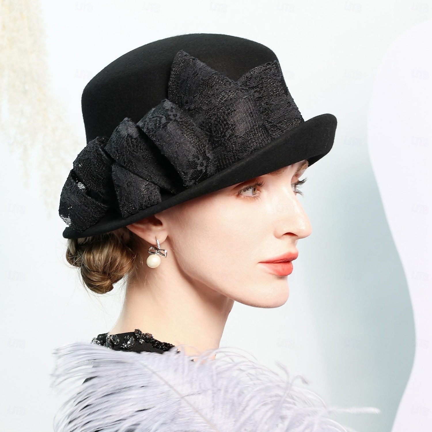 kalapok 100% gyapjú tányér / cloche sapka esküvői tea party elegáns esküvő csípős fejfedővel 2025 - $46.99 –P16