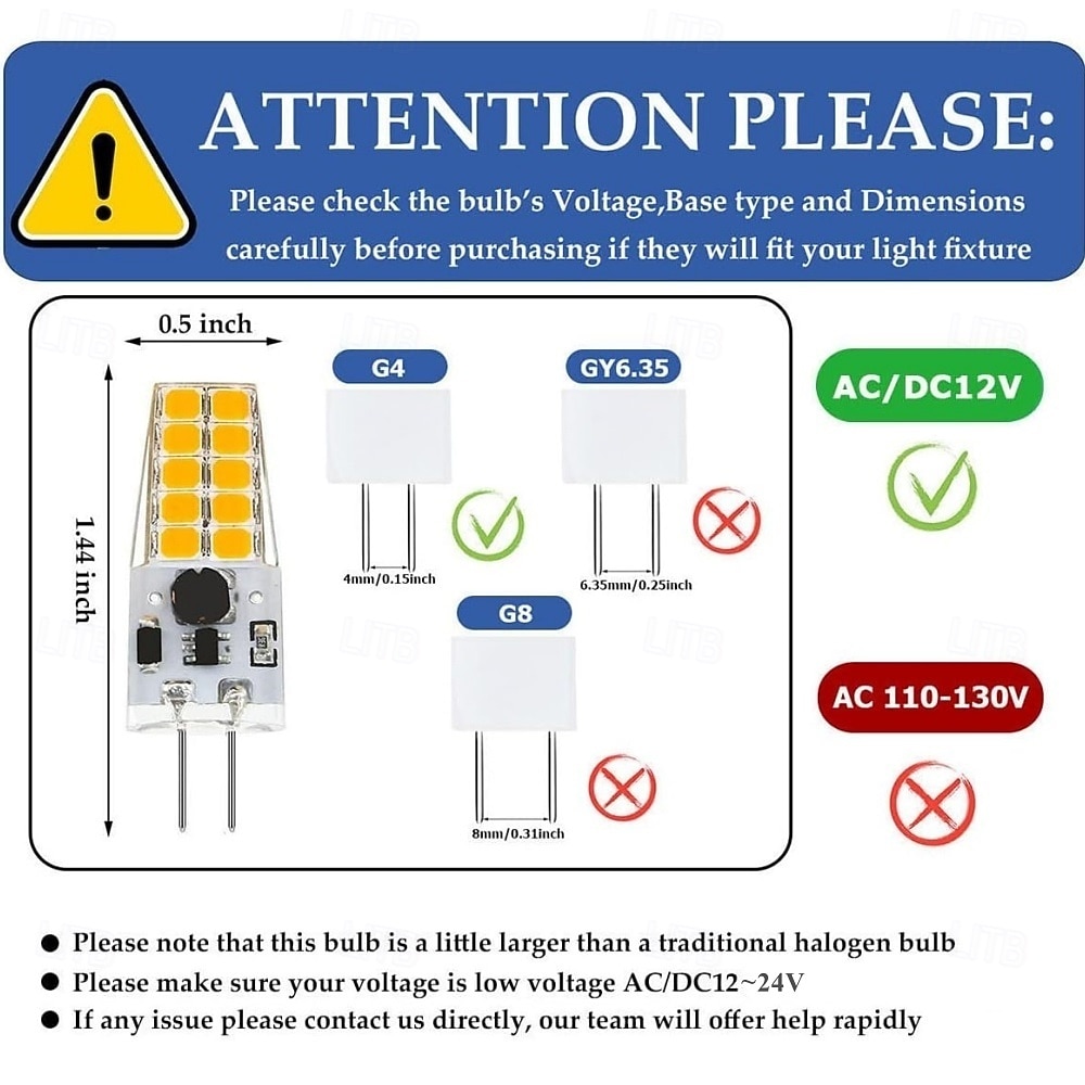 G4 Bi-Pin Base LED Light Bulbs 5W T3 JC Halogen Lamp Equivalent 30W AC/DC 12V 24V Dimmable LED Lights White Warm White for Chandelier Under Cabinet Lighting 10Pcs 2025 - $44.99 –P1