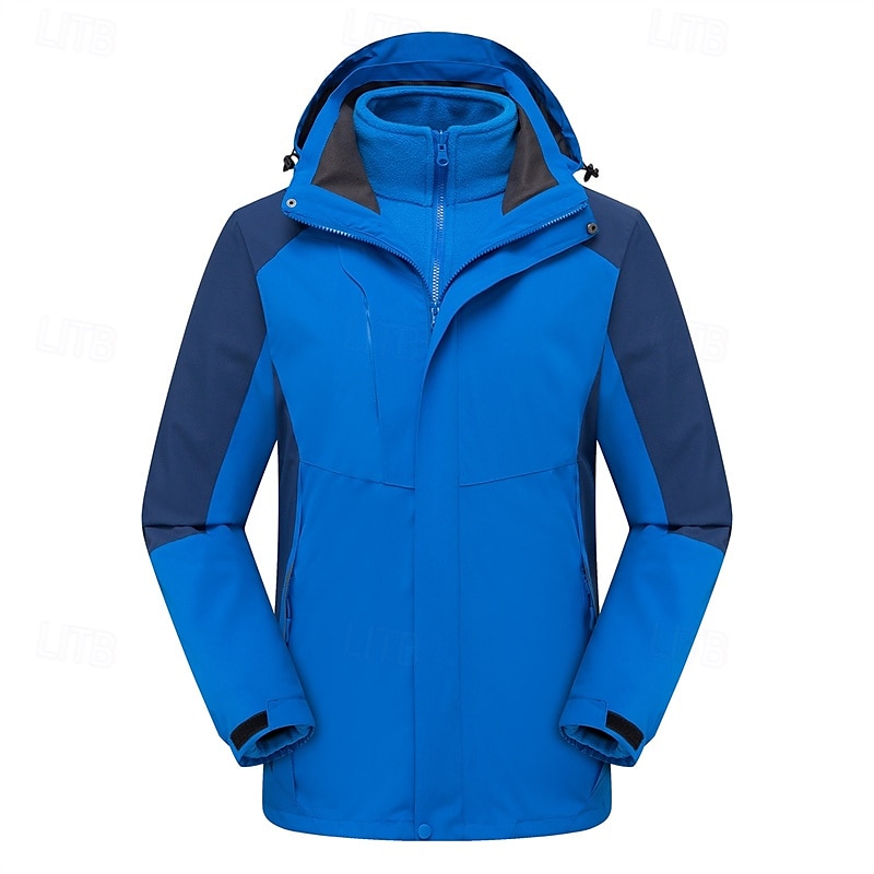 Hombre Chaqueta Softshell Chaqueta para senderismo Invierno Al aire libre Bloque de color Resistente al Viento Resistente al Agua Chaquetas 3-en-1 Chaquetas de Lana Chaqueta cortavientos Viaje Negro 2025 - $78.39 –P1