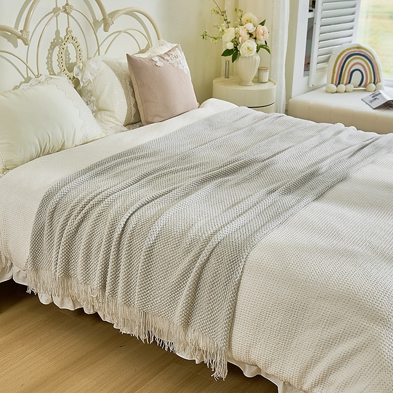 Throw Blanket with Tassel, Knit Throw Blankets Soft Cable Knitted Throw Blankets for Couch Stripe Spring Fall Blanket for Bed Sofa Cozy Lightweight Throw Blankets Scarf for Girls Boys 2025 - $30.99 –P7