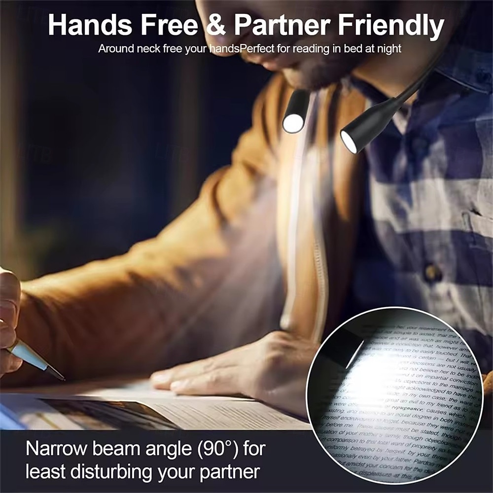 Портативный usb-перезаряжаемый шейный светильник для книг - 3 цвета, ночник для шитья, вязания, кемпинга, ремонта 2025 - $23.99 –P5