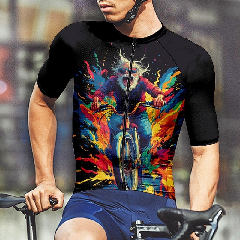 Herr Cykeltröja Grafisk Kortärmad Cykel T-shirt Tröja med 3 bakfickor Bergscykling Snabb tork Anatomisk design Uppsugande Andningsfunktion sporter Svart Kaki Kläder 2025 - $25.99 –P3