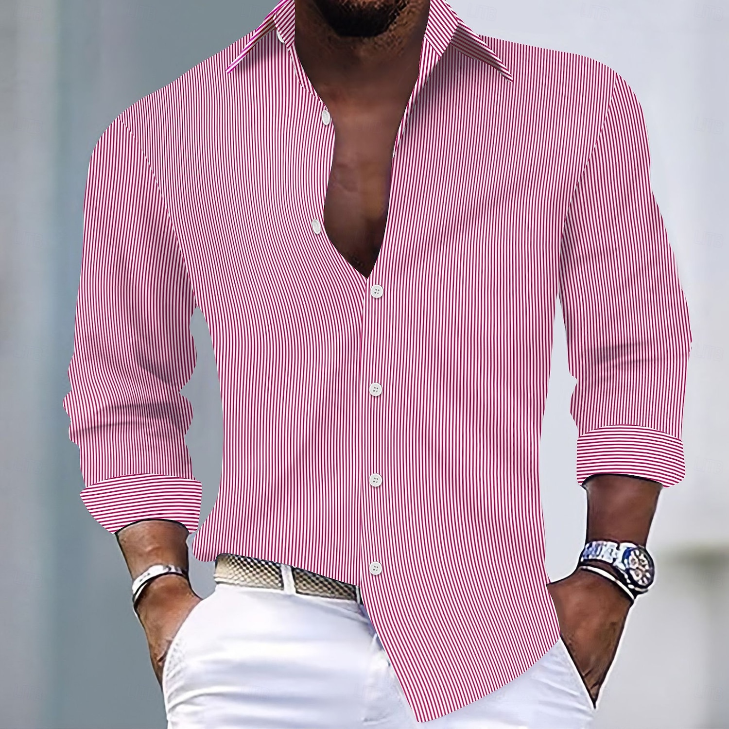 Per uomo Camicia Camicia estiva Maglietta informale Camicia a righe Camicia con bottoni Nero Verde chiaro Rosa Rosso Blu reale Manica lunga Banda Colletto Da mare Giornaliero Abbigliamento Di del 2025 a $23.99 –P3