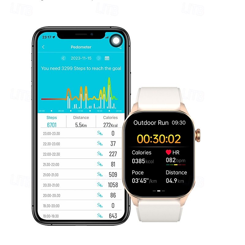 Smartwatch 2-Inch OLED Screen Bluetooth Call Voice Assistant Heart Rate And Blood Glucose Monitoring Waterproof Bluetooth Call Non-Invasive Blood Glucose Measurement Blood Component Measurem 2025 - $72.99 –P8