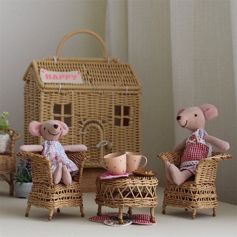 waldorf pop accessoires handgemaakte zachte baby muis meisje begeleiden lappenpoppen verjaardagscadeau gebreide pop schattige meisjes pluche pop knuffel gepersonaliseerde geweven poppenset 2025 - $31.99 –P9