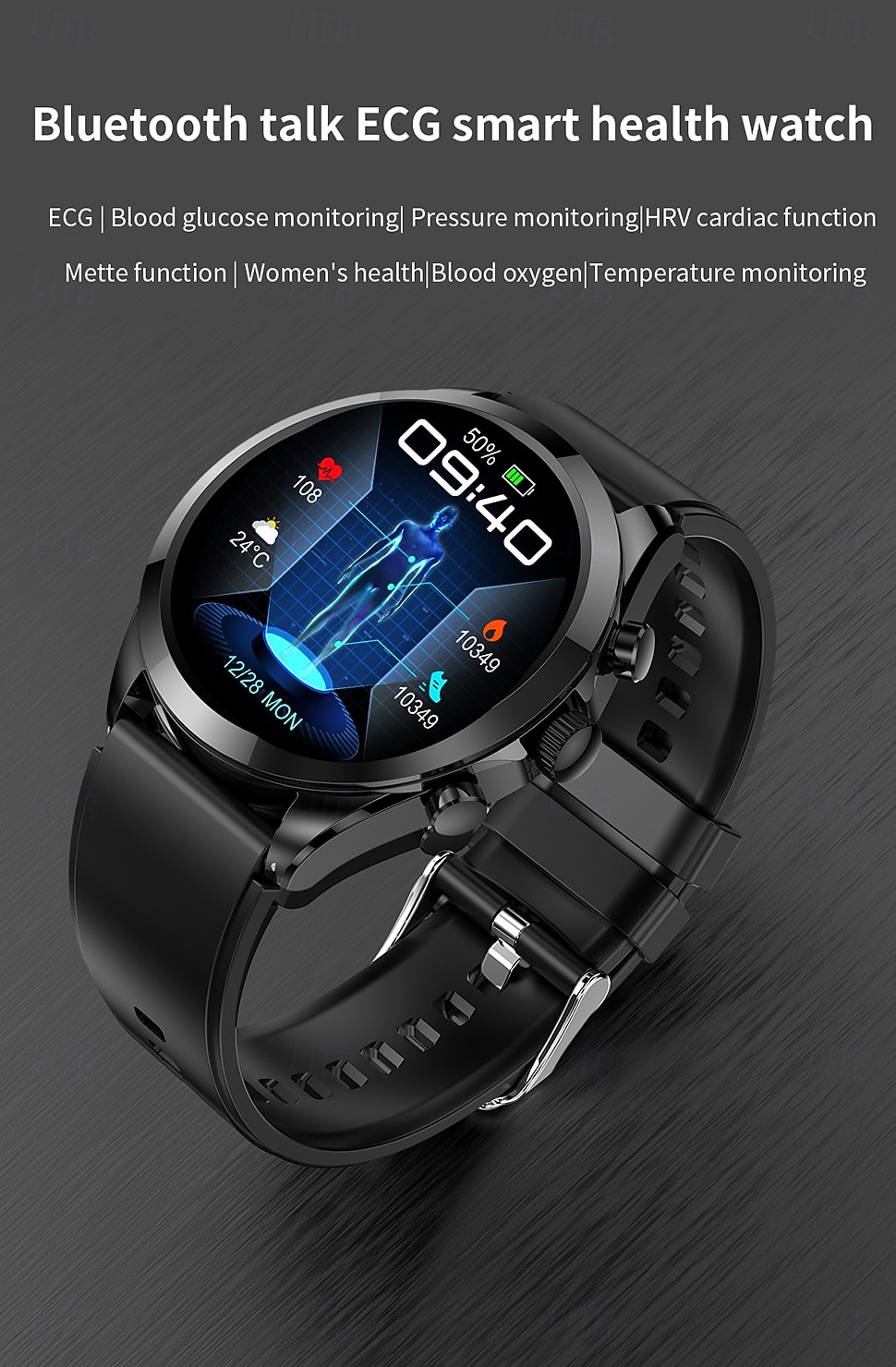 2025年 iMosi ET440 スマートウォッチ 1.39 インチ スマート·ウォッチ ブルートゥース ECG + PPG 温度監視 歩数計 と互換性があります Android iOS 女性 男性 ハンドフリーコール 防水 メディアコントロール IP 67 46mmの時計ケース  コレクション – $73.99 –P1