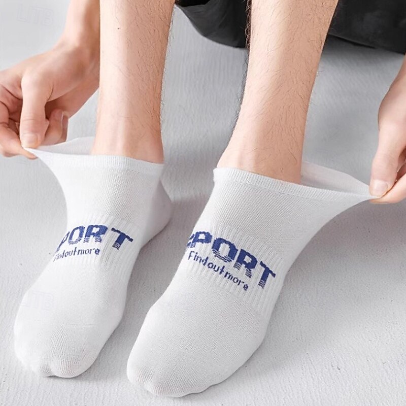 Муж. 6 предметов Мульти пакеты Носки Носки до щиколотки Носки для бега Повседневные носки Черный Белый Цвет Буквы Отпуск Для занятий спортом Повседневные Классический Средней плотности Весна Осень 2025 - $14.49 –P12