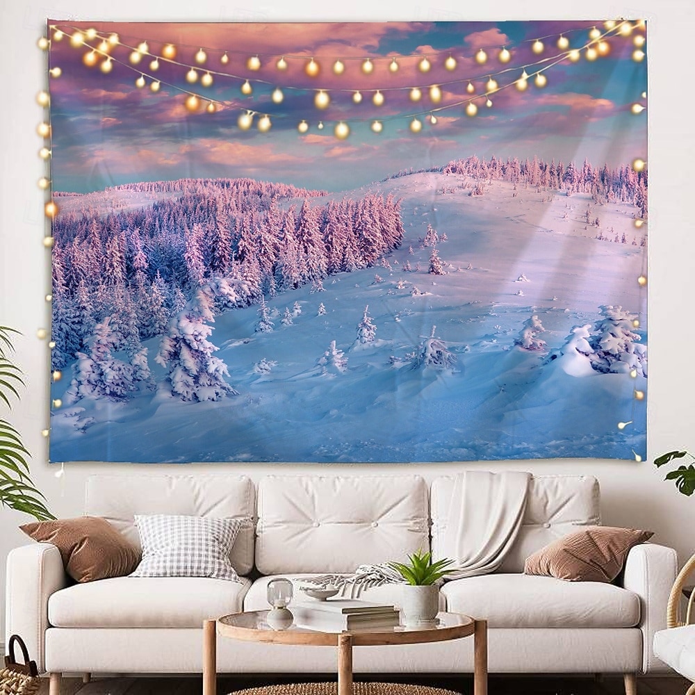 Tapiz colgante de pared con diseño de país de las maravillas invernal, tapiz grande, decoración mural, fotografía, telón de fondo, manta, cortina, decoración del hogar, dormitorio, sala de estar, 2026 - $20.99 –P9