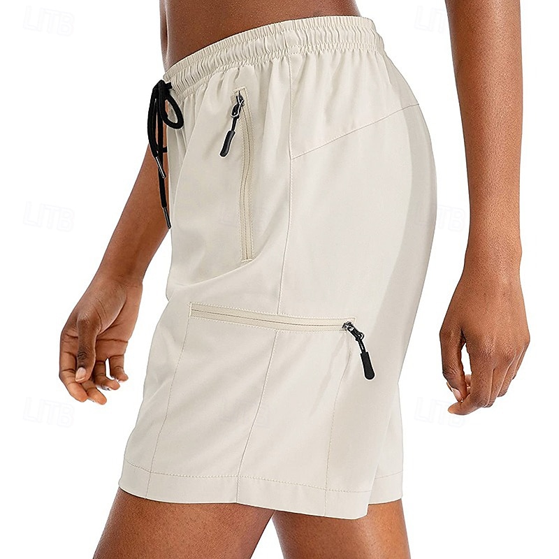Dam Joggingshorts sportbyxor Sommar Vår Utomhus Snabb tork Multi Pocket Lättvikt Stretch Shorts Underdelar Snörning Elastisk midja Ficka med blixtlås Svart Vit Elastan Camping / vandring Fiske Resa S 2026 - $26.99 –P3
