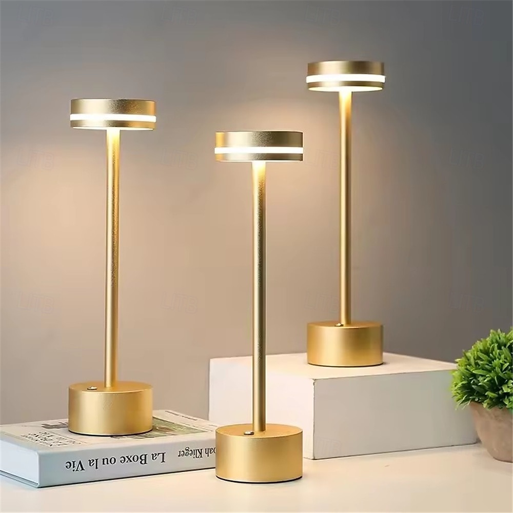 lampada da scrivania retrò in alluminio ricaricabile tramite usb - luce notturna da tavolo con controllo touch 1 pz del 2025 a $30.99 –P3