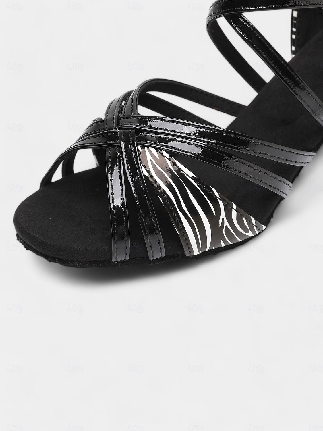chaussures de danse latine en cuir à imprimé zèbre pour femmes avec design à lanières - idéales pour la salle de bal et la salsa de 2025 ? $34.99 –P4