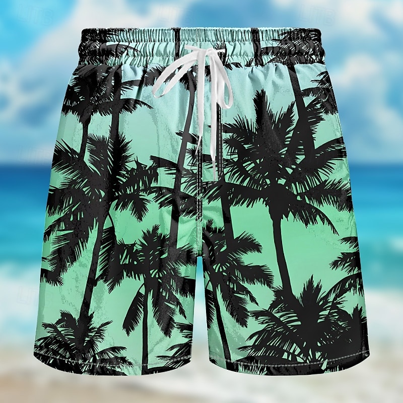 Homens Coqueiro Cor gradiente Calção Justo de Natação Shorts de Natação Bermuda de Surf Cintura Média Roupa de rua Havaiana Casual Diário Feriado Bolsos Com Cordão Cintura elástica Designer Roupa de 2025 por $19.99 –P1
