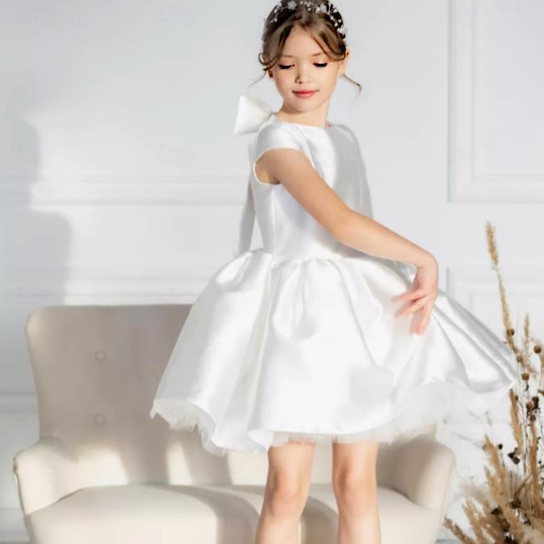 kinderkleidung Mädchen Blumenmädchen Kleid Kleid für die Erstkommunion Party Kleid Feste Farbe Ärmellos Leistung Hochzeit Party Gitter Prinzessin Süß Gitter Mitte der Wade Etuikleid Tüll-Kleid Sommer 2025 - $79.99 –P10