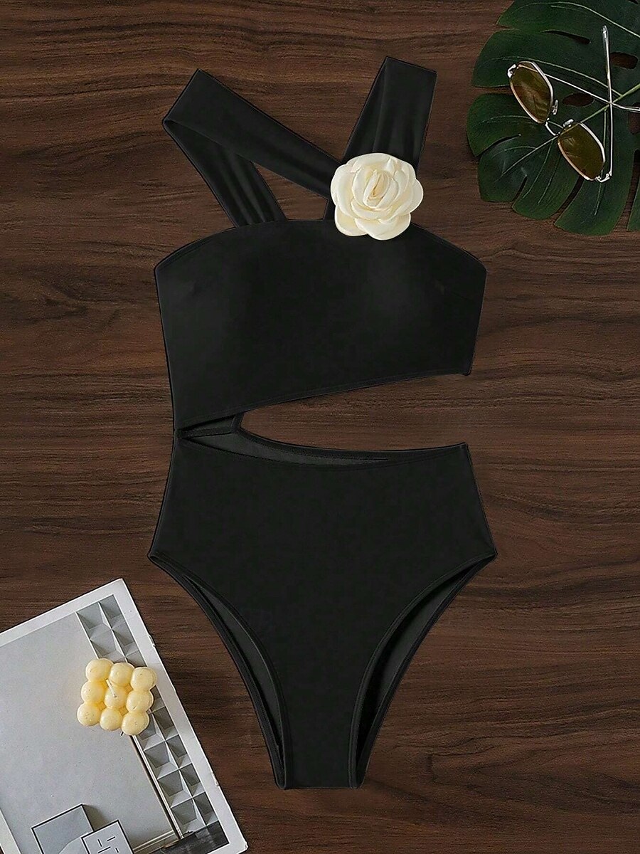 Dámské Plavky Bikiny 2 ks Slipy Plavky Volná záda Štíhlý S vysokým pasem prázdniny Oblečení na pláž Pevná barva Asymetrický krk Bez rukávů Plavky 2025 - $28.99 –P2
