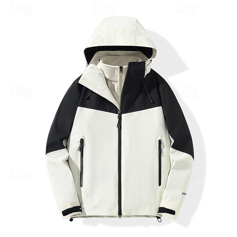 Homens Jaqueta Softshell Jaqueta de Trilha Inverno Ao ar livre Bloco de cor Térmico / Quente A Prova de Vento Impermeável Jaquetas 3-em-1 Jaqueta de Inverno Jaqueta corta-vento Viajar Preto Branco de 2025 por $82.99 –P6