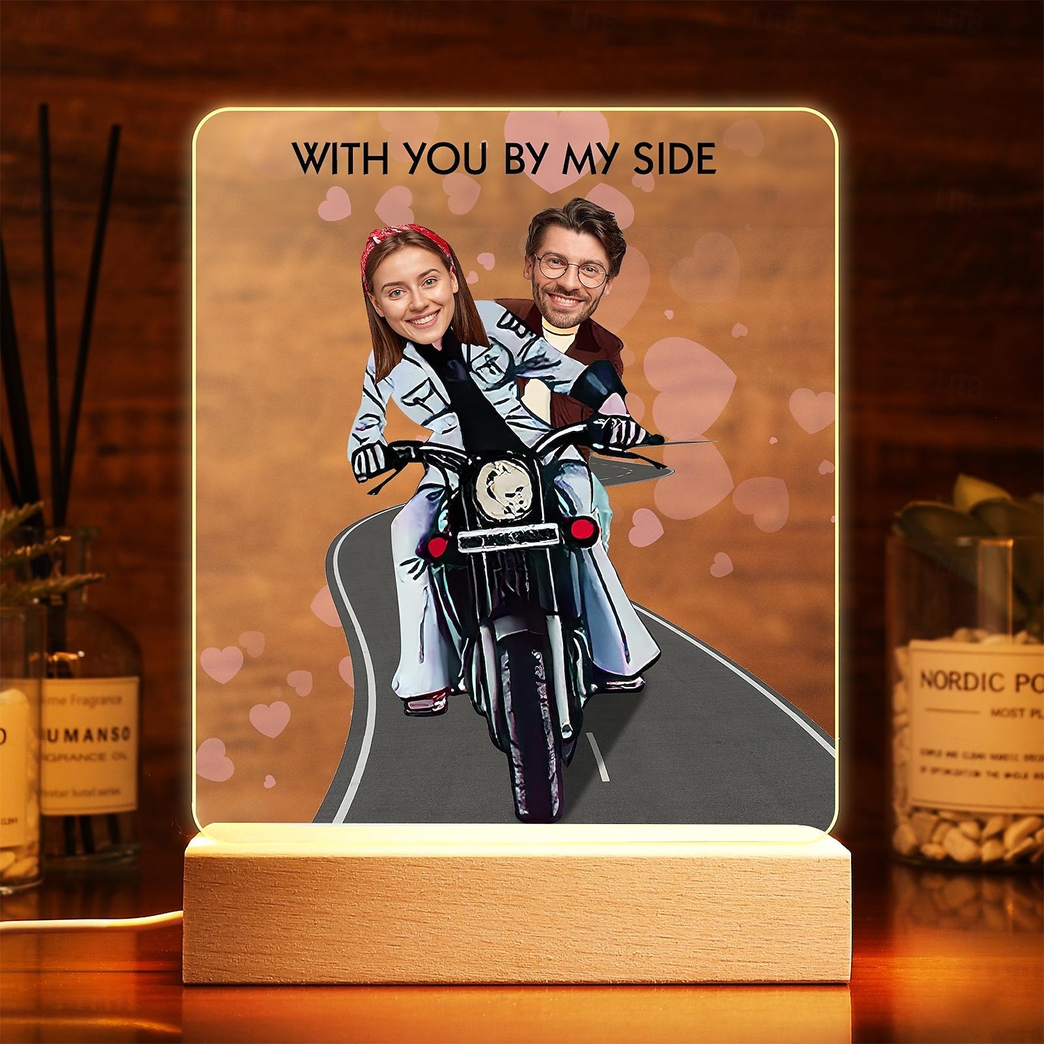 1pc Personalized Acrylic Night Light – Light Up Your Photo Frame Customized Couple Riding Motorcycle Design with Big Head Photos Perfect for Unique Gift for Lovers Couples 2025 - $32.99 –P10