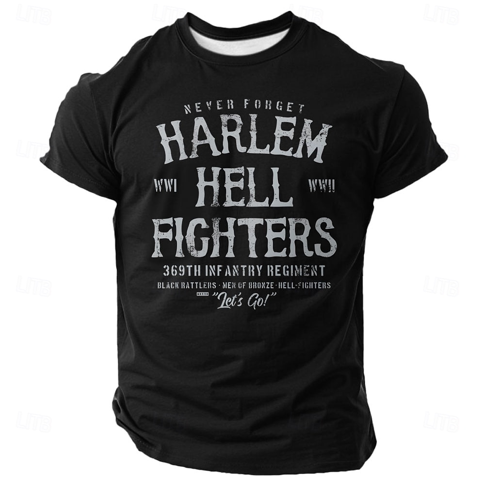 2025年 ハーレムヘルファイターズ369歩兵連隊男性用Tシャツ WWI WWII 軍事歴史を忘れないグラフィックTシャツ  コレクション – $15.99 –P2