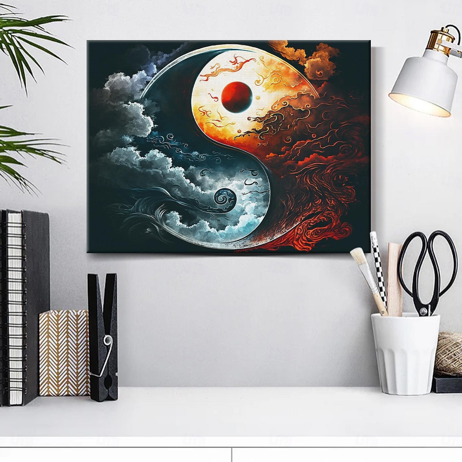 taiji zen yinyang led בד אמנות קיר אמנות לד מואר עיצוב קיר 2aa מופעל על סוללה הדפס בד מואר LED אור מטבח חדר שינה או עיצוב הבית 2025 - $50.99 –P3