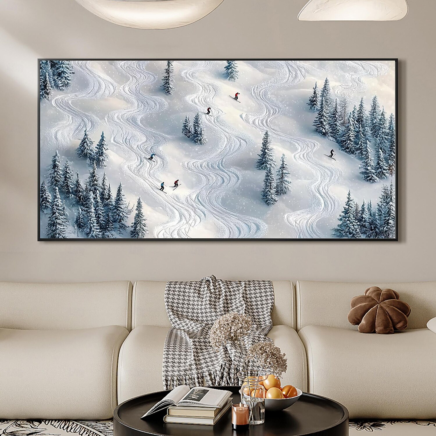 Handmade Original Skiing Painting Oil Painting On Canvas Abstract Texture Winter Landscape Painting Wall Art for Home Decor With Stretched Frame/Without Inner Frame Painting 2025 - $139.99 –P3
