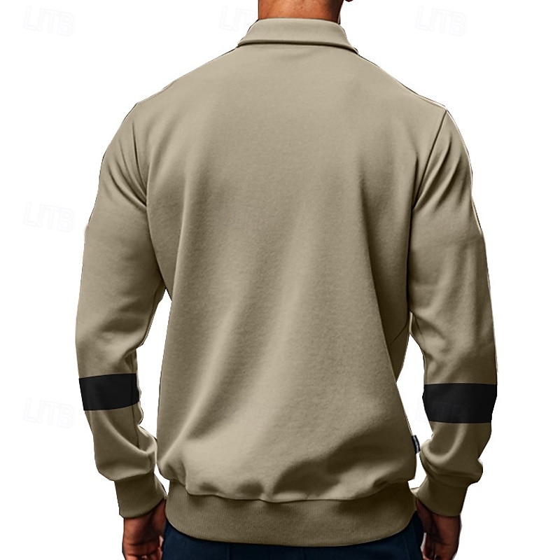 Men's Golf Shirt Golf Polos Shirts Work Casual Lapel Long Sleeve Basic Modern Color Block Patchwork Buttons Spring &  Fall Regular Fit Black White Army Green Khaki Gray Golf Shirt 2025 - $25.99 –P20
