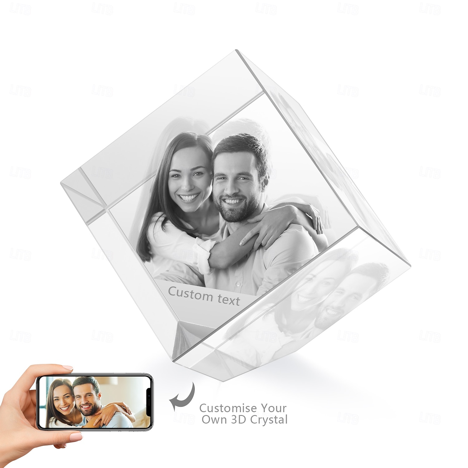 Personalizovaný 3D gravírovaný krystalový fotodárek vlastní svatební dárek pro pár holografická laserová fotodekorace narozeniny památka na svatbu MDŽ Vánoce 2025 - $27.99 –P7