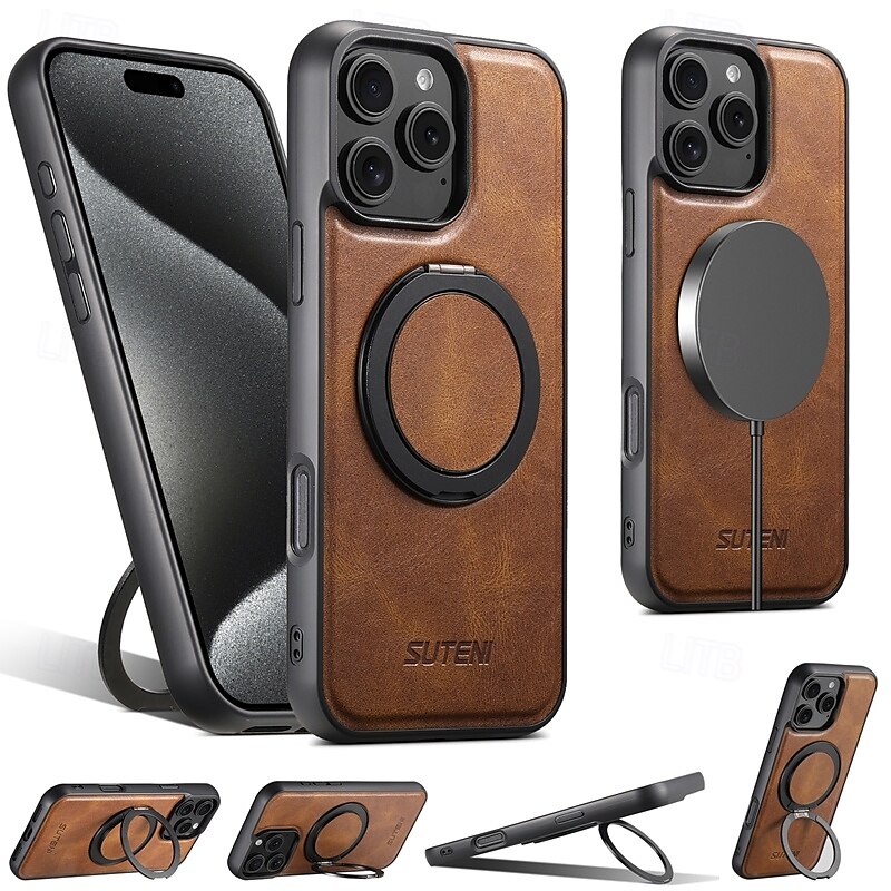 2025年 電話 ケース 用途 iPhone 16 Pro Max プラス iPhone 15 プロマックスプラス iPhone 14 13 12 Pro Max Plus バックカバー スタンド付き 磁石バックル ワイヤレス充電をサポート レトロ風 TPU PUレザー  コレクション – $23.99 –P10