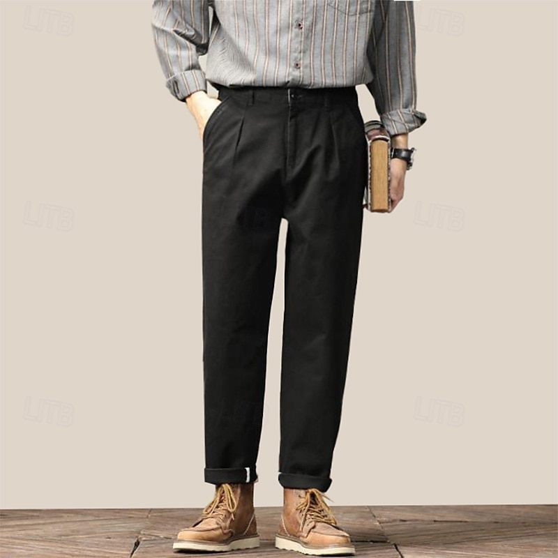 Per uomo Joggers Pantaloni a carota affusolati Tasca Tinta unica Lunghezza intera All'aperto Vacanza Feste Vacanza Vintage CachiA Nero Micro-elastico del 2025 a $44.99 –P15
