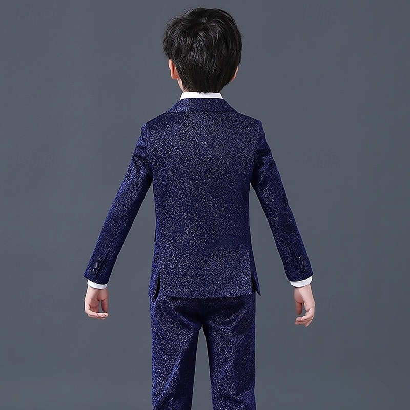 4 delar Ringbärarkostym Pojkar Barn Kostym Formell kostym Kavaj & väst & byxor & slips Formell Fest Alla hjärtans dag Mode Häftig Ensfärgat Ficka Marinblå Polyester 2025 - $91.99 –P5